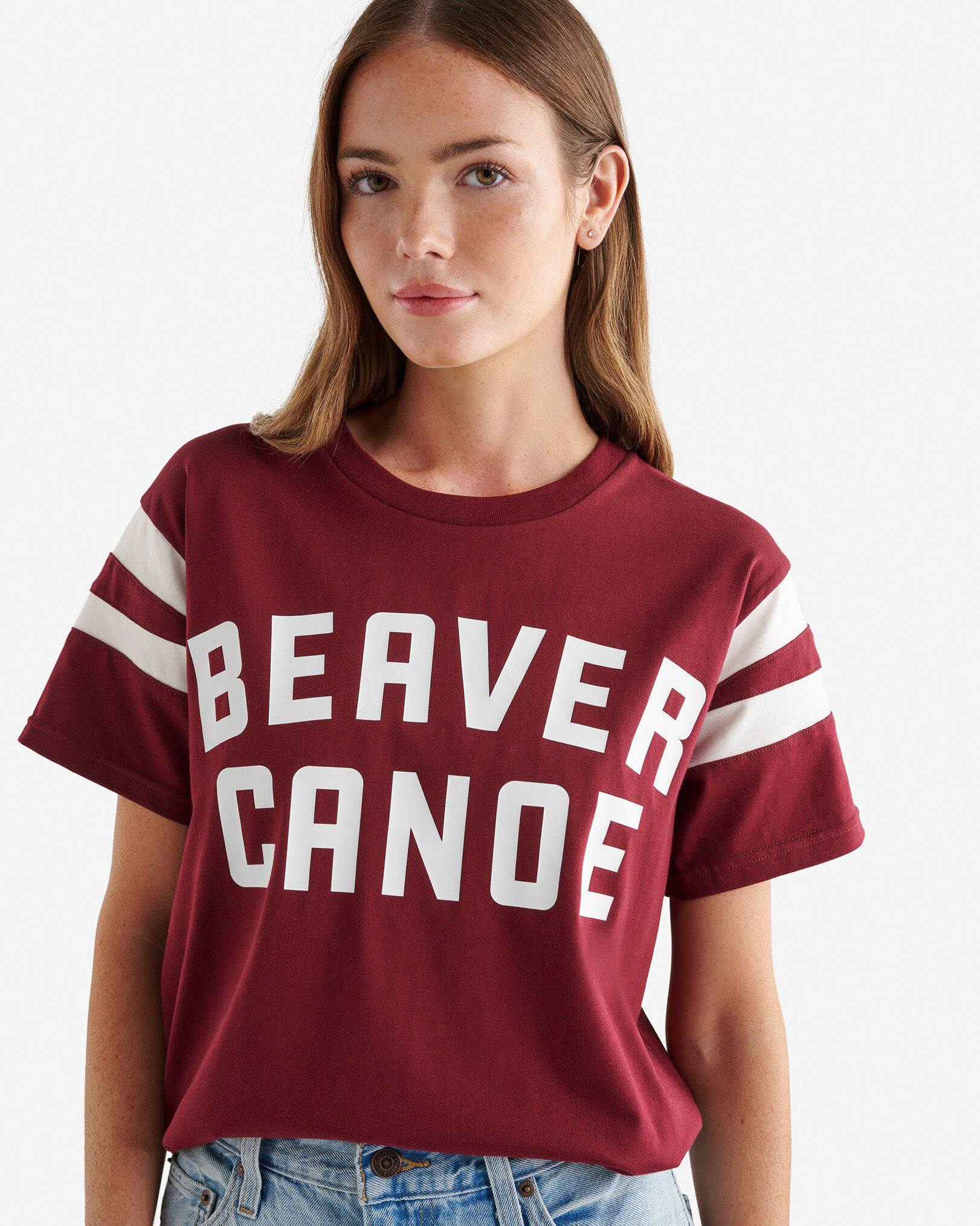Womens Beaver Canoe Colour Block T-Shirt