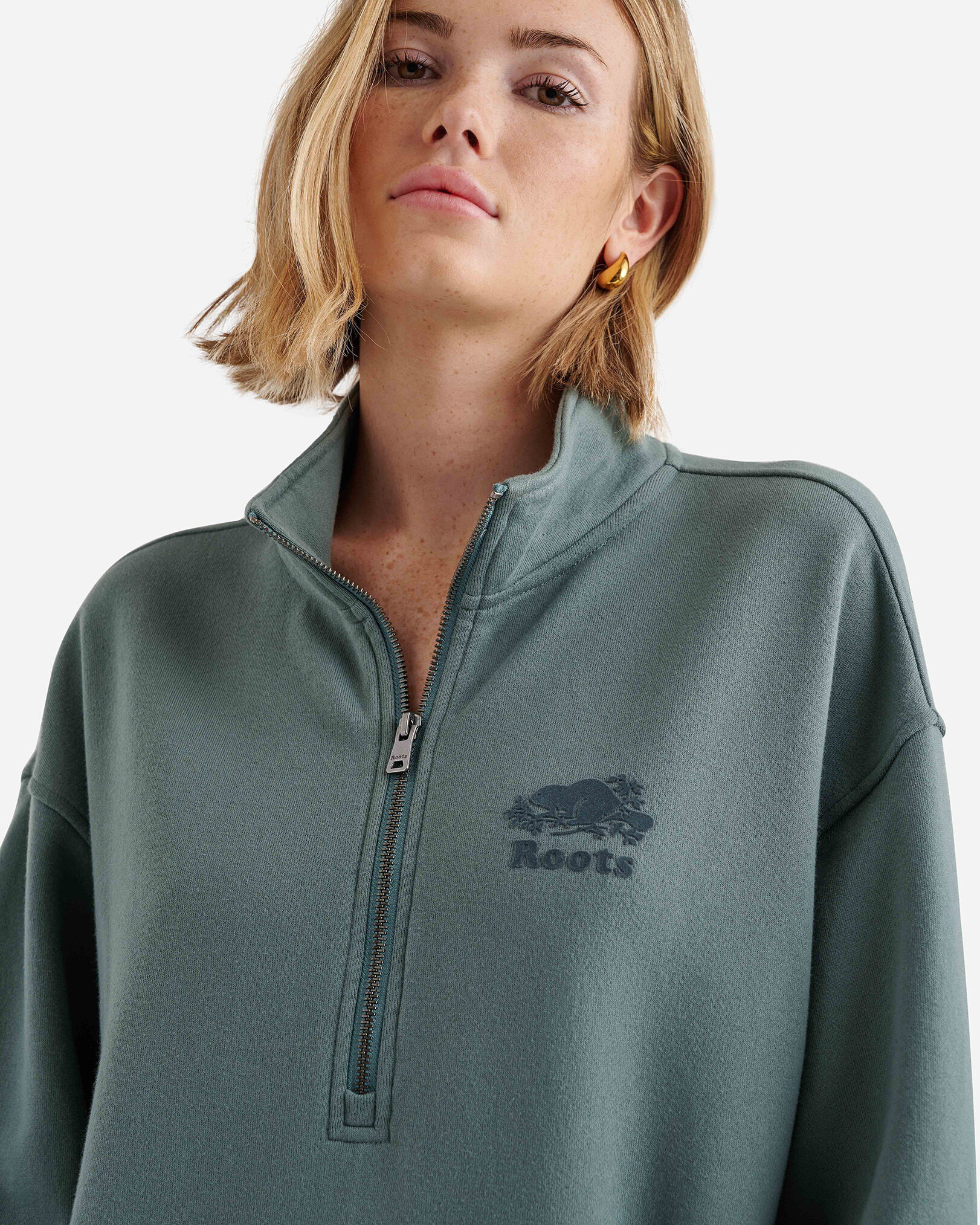 Organic Cooper Relaxed Half Zip Stein Sweatshirts and Hoodies