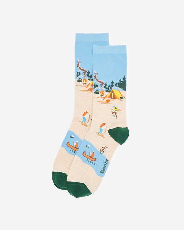 Adult Beaver Canoe Print Sock