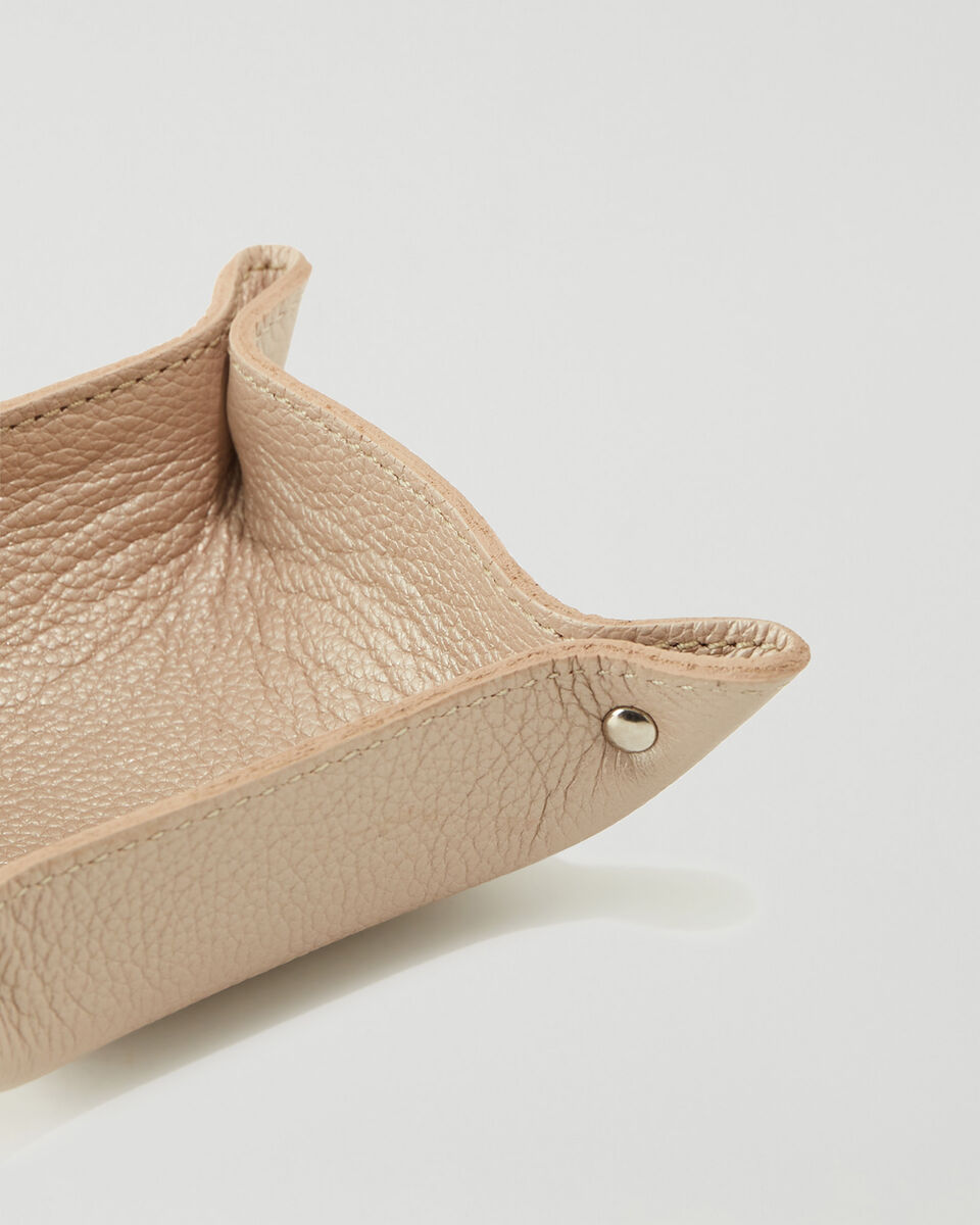 Small Leather Tray Metallic