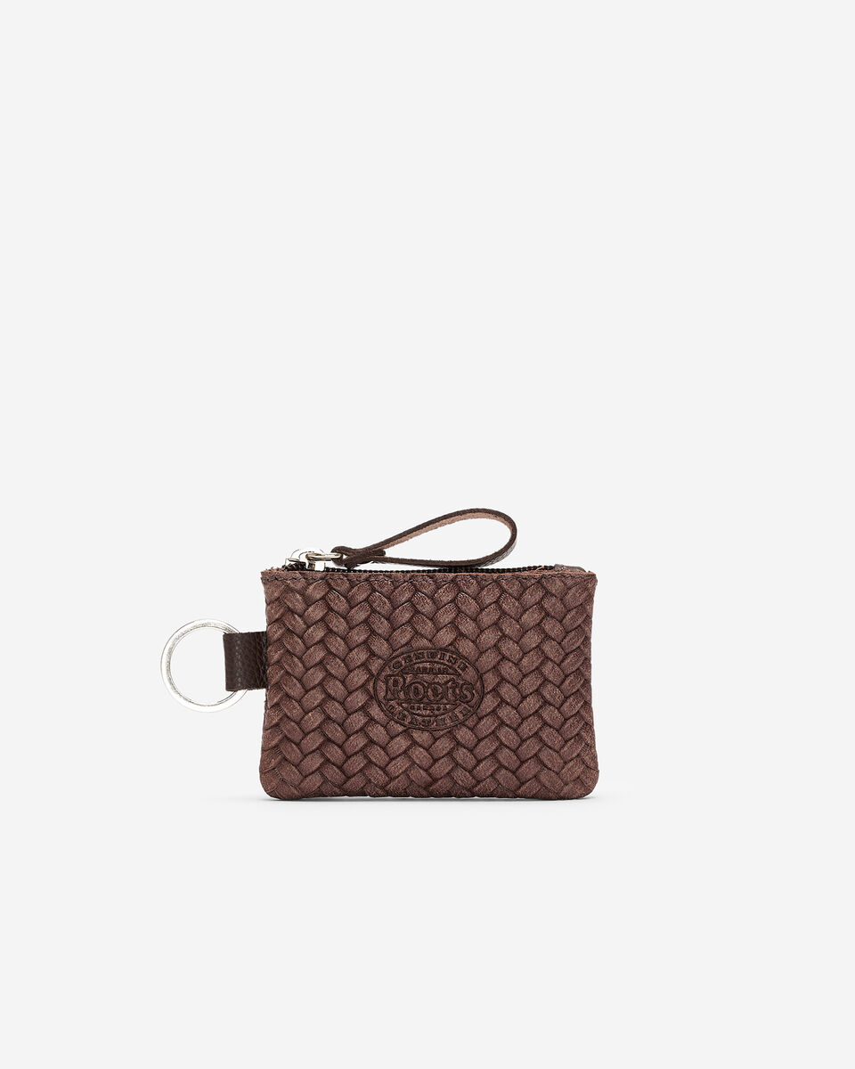 Pochette &agrave; glissi&egrave;re en cuir tiss&eacute;