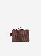 Pochette &agrave; glissi&egrave;re en cuir tiss&eacute;