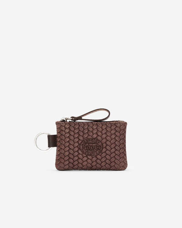 Pochette &agrave; glissi&egrave;re en cuir tiss&eacute;