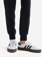 Pantalon original ajusté à cheville côtelée en molleton de coton bio