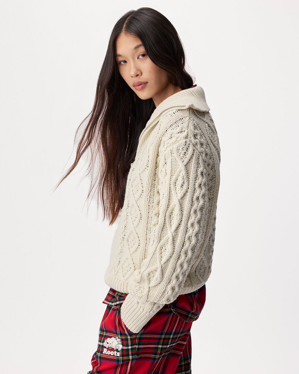 Cable Knit Quarter Zip Sweater