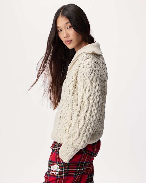 Cable Knit Quarter Zip Sweater