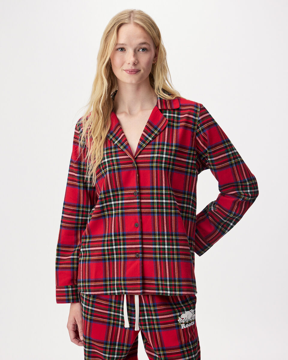 Chemise de pyjama &agrave; carreaux pour femme