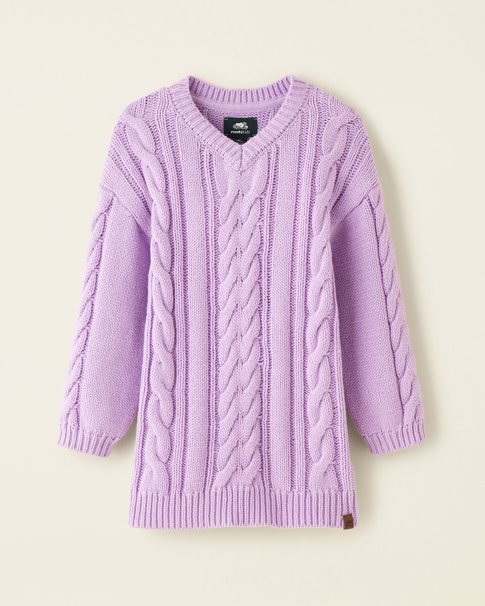 Toddler Girls Cable V-Neck Sweater Dress