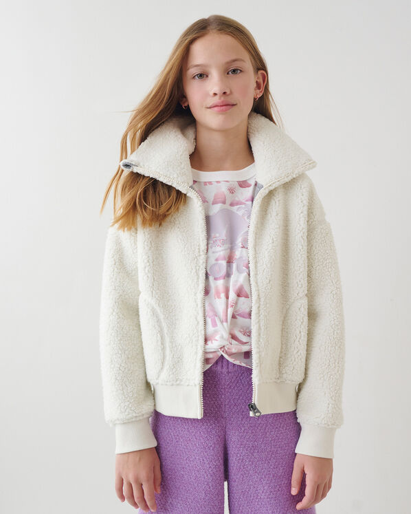 Girls Sherpa Zip Cardigan