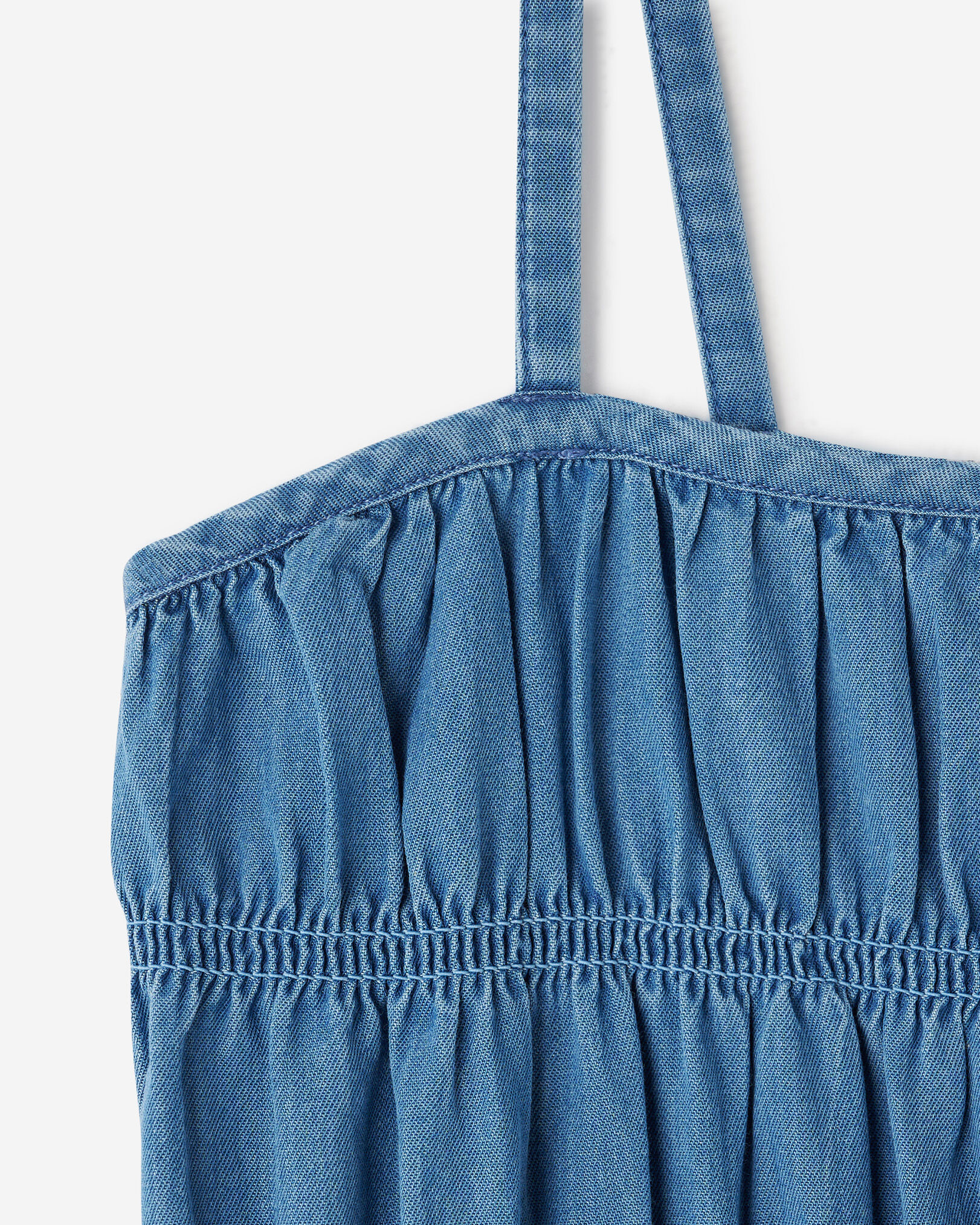 Girls Chambray Tiered Dress