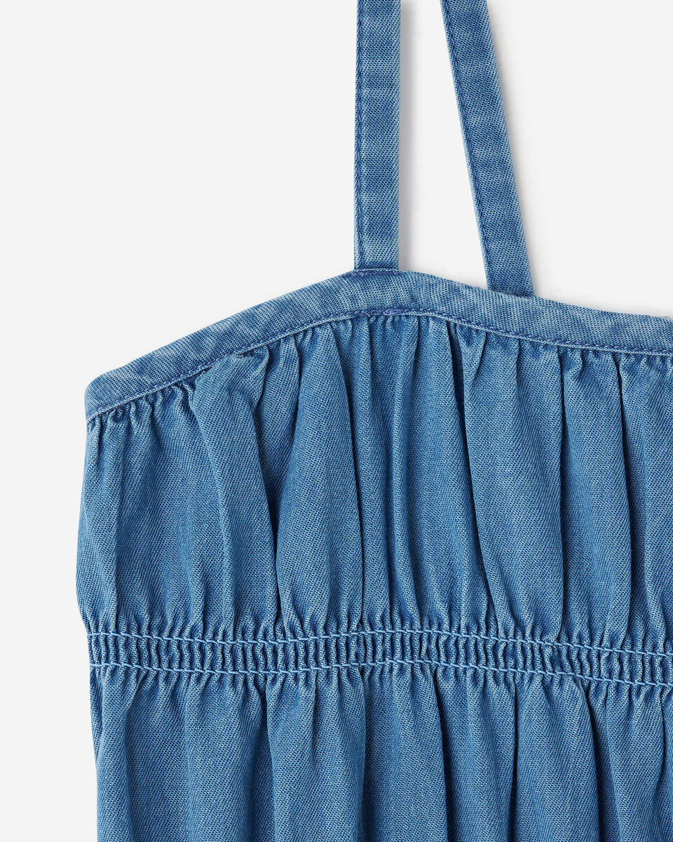 Girls Chambray Tiered Dress