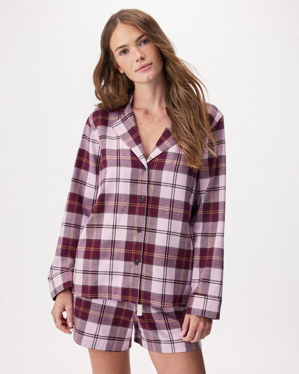 Chemise de pyjama &agrave; carreaux pour femme