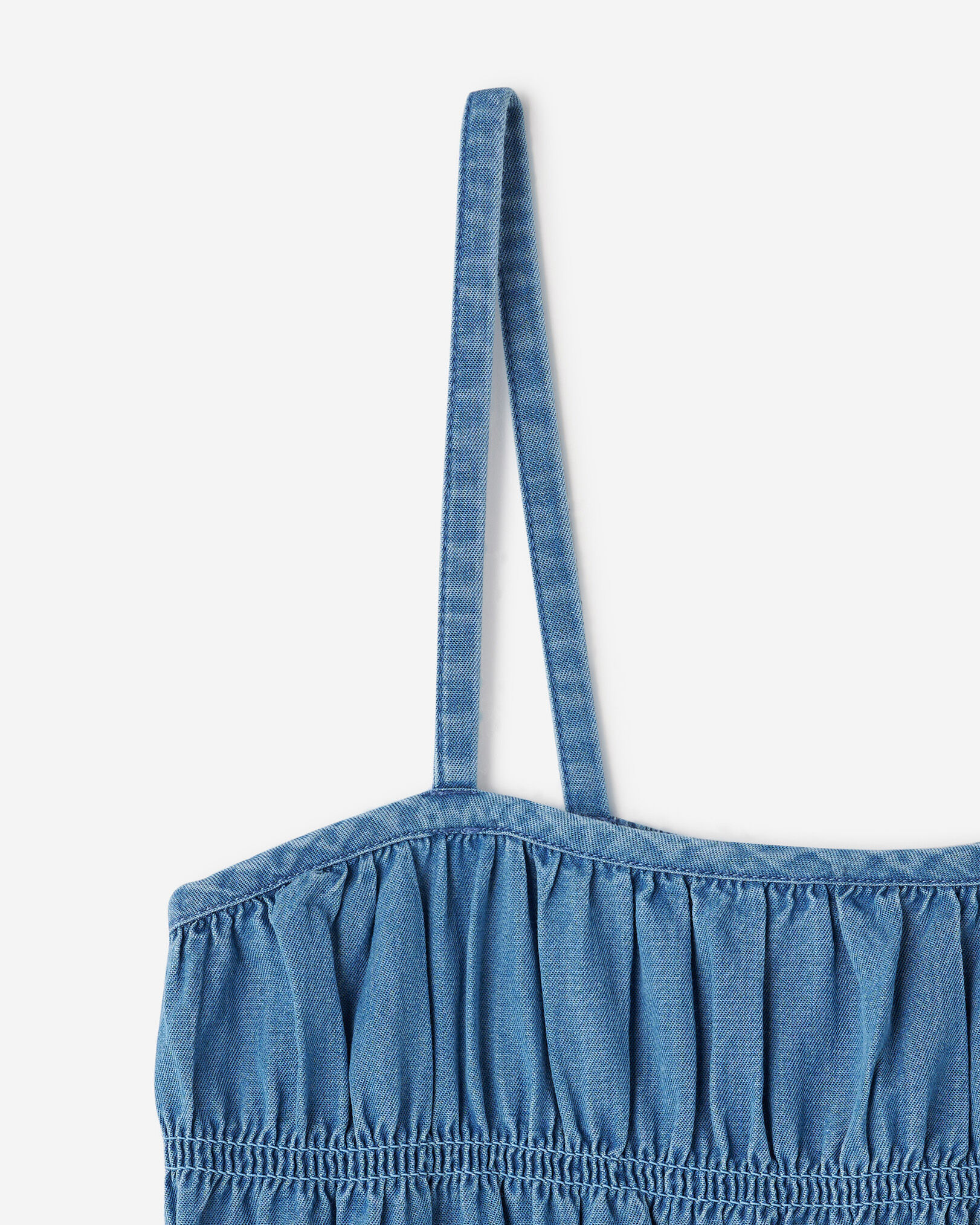 Girls Chambray Tiered Dress