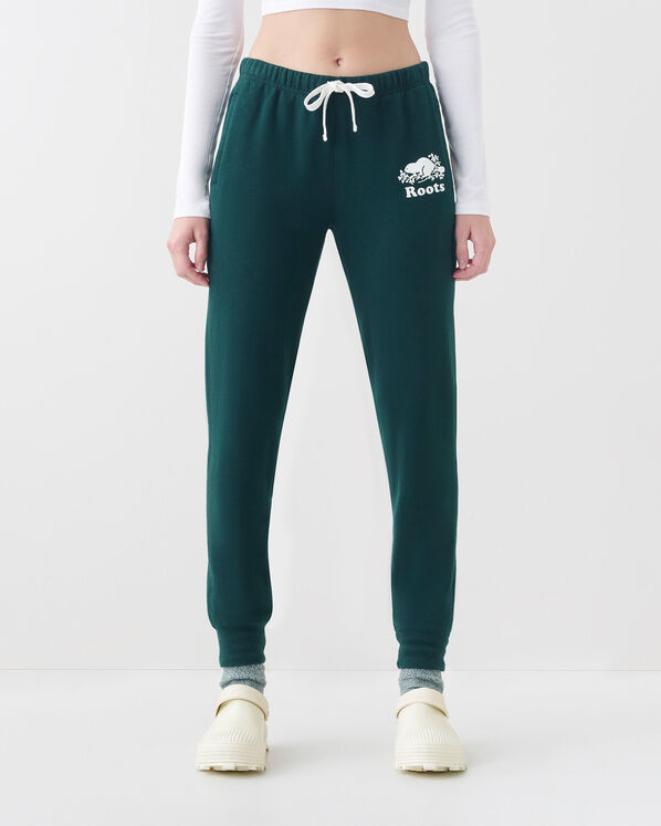 Pantalon original ajusté long à cheville côtelée en molleton de coton bio