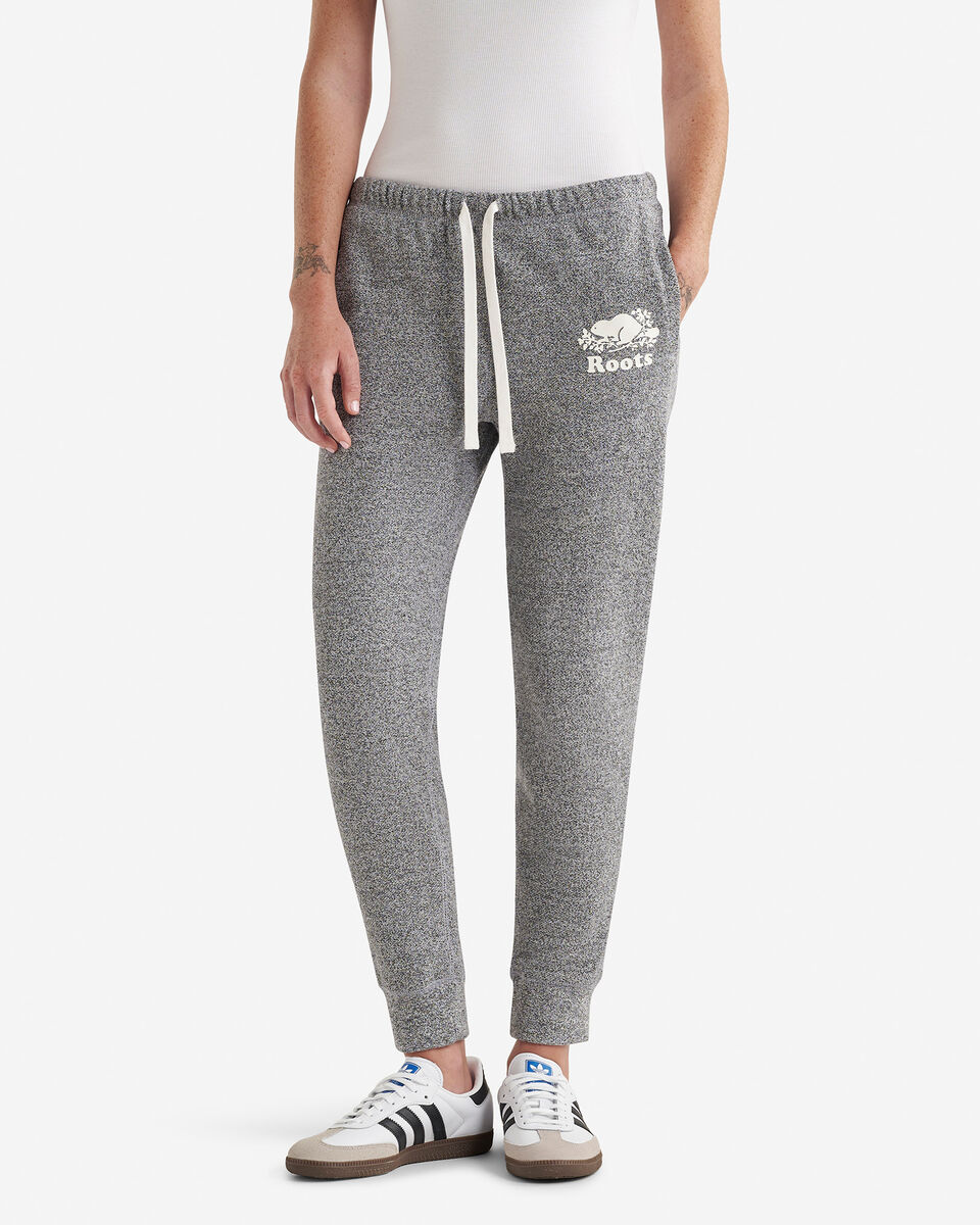 Pantalon original ajusté long à cheville côtelée en molleton de coton bio (entrejambe : 32,5 po)