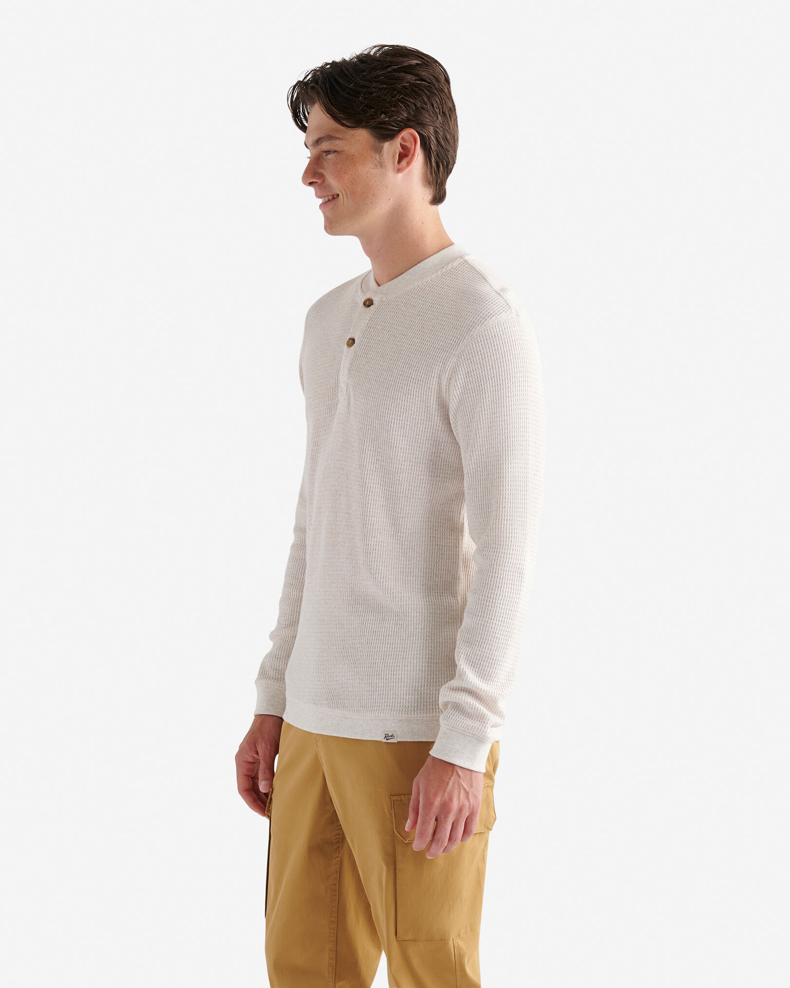 Chandail henley gaufré à manches longues