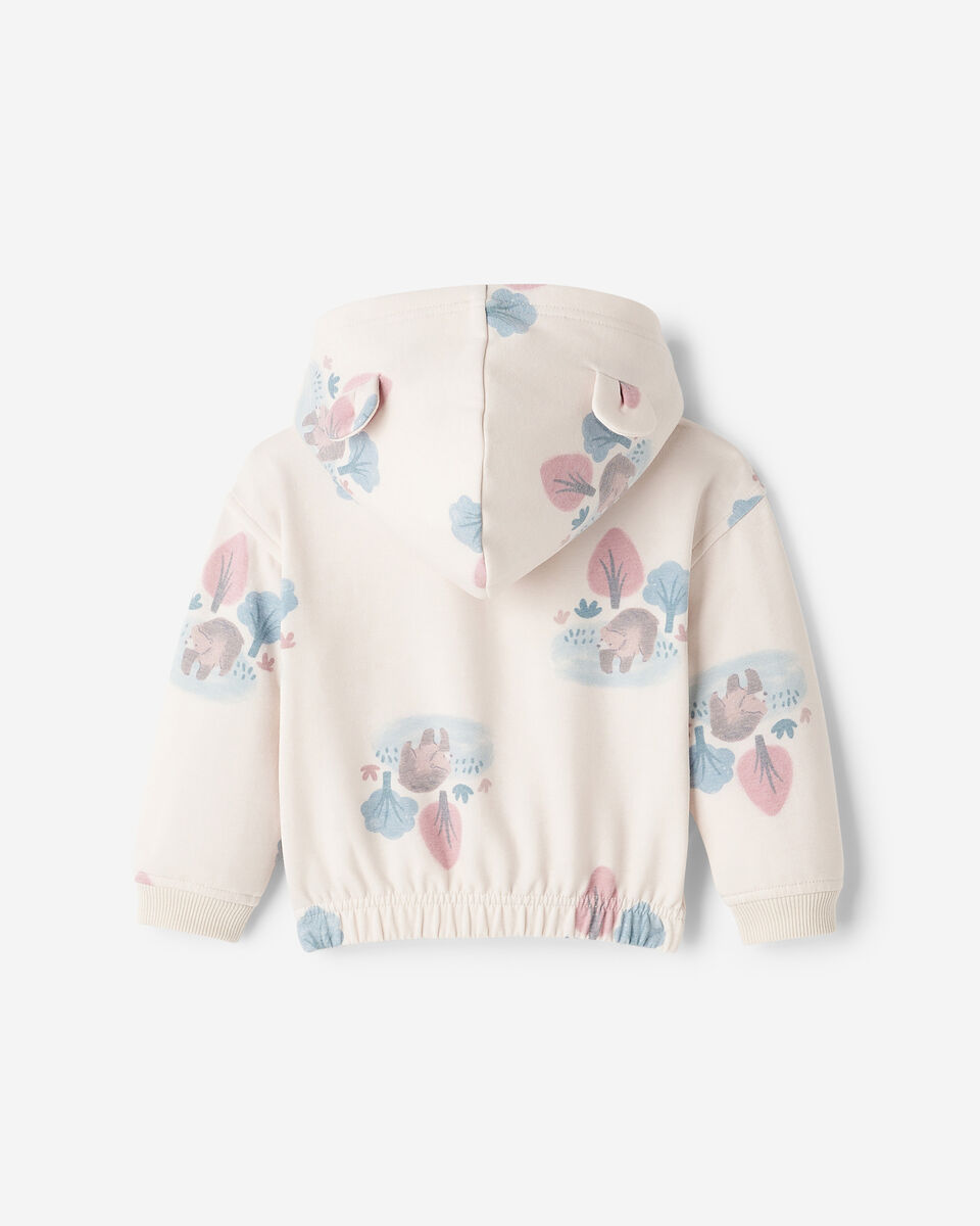 Chandail ourson douillet &agrave; capuchon et glissi&egrave;re pour b&eacute;b&eacute;s