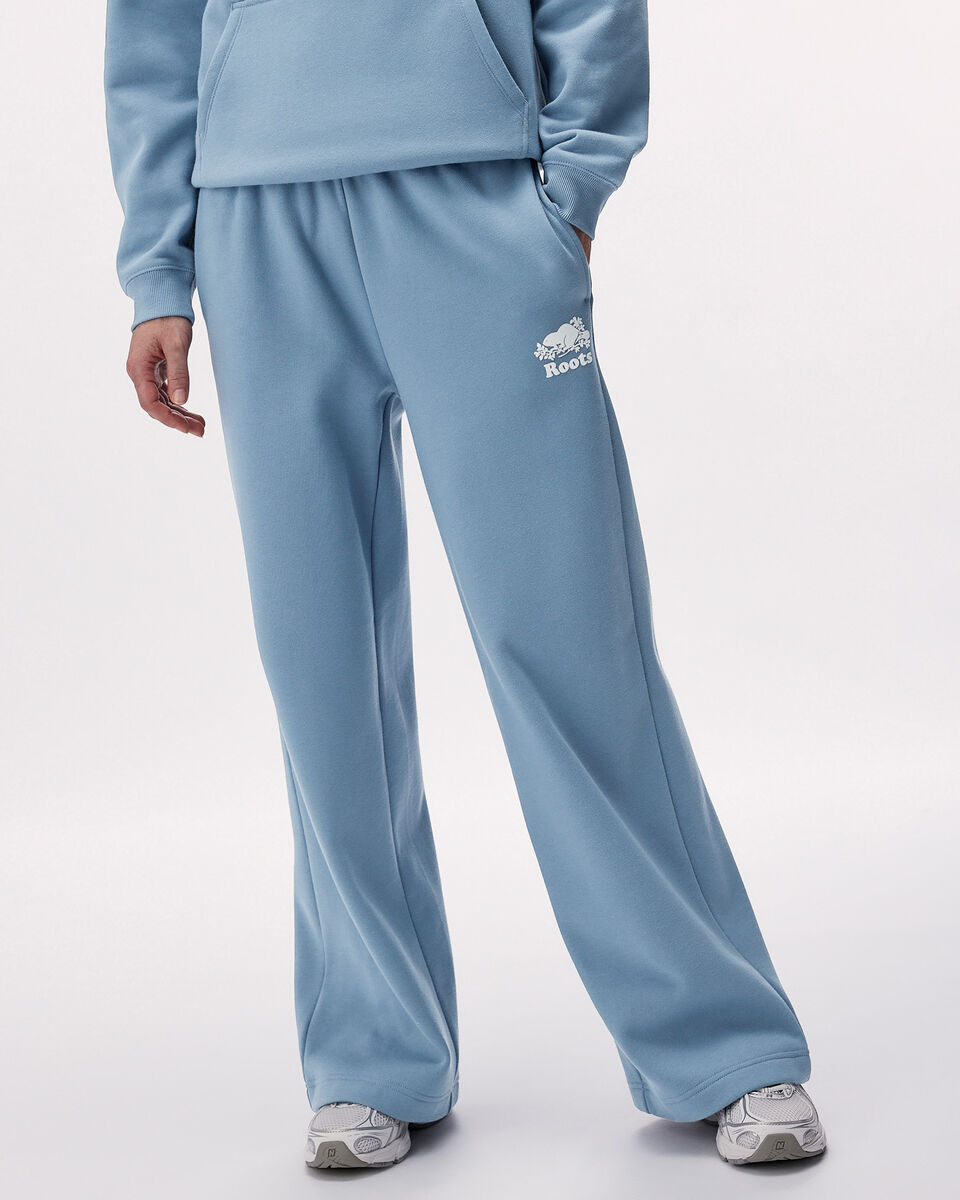 Pantalon &agrave; jambe large en molleton de coton bio Cooper