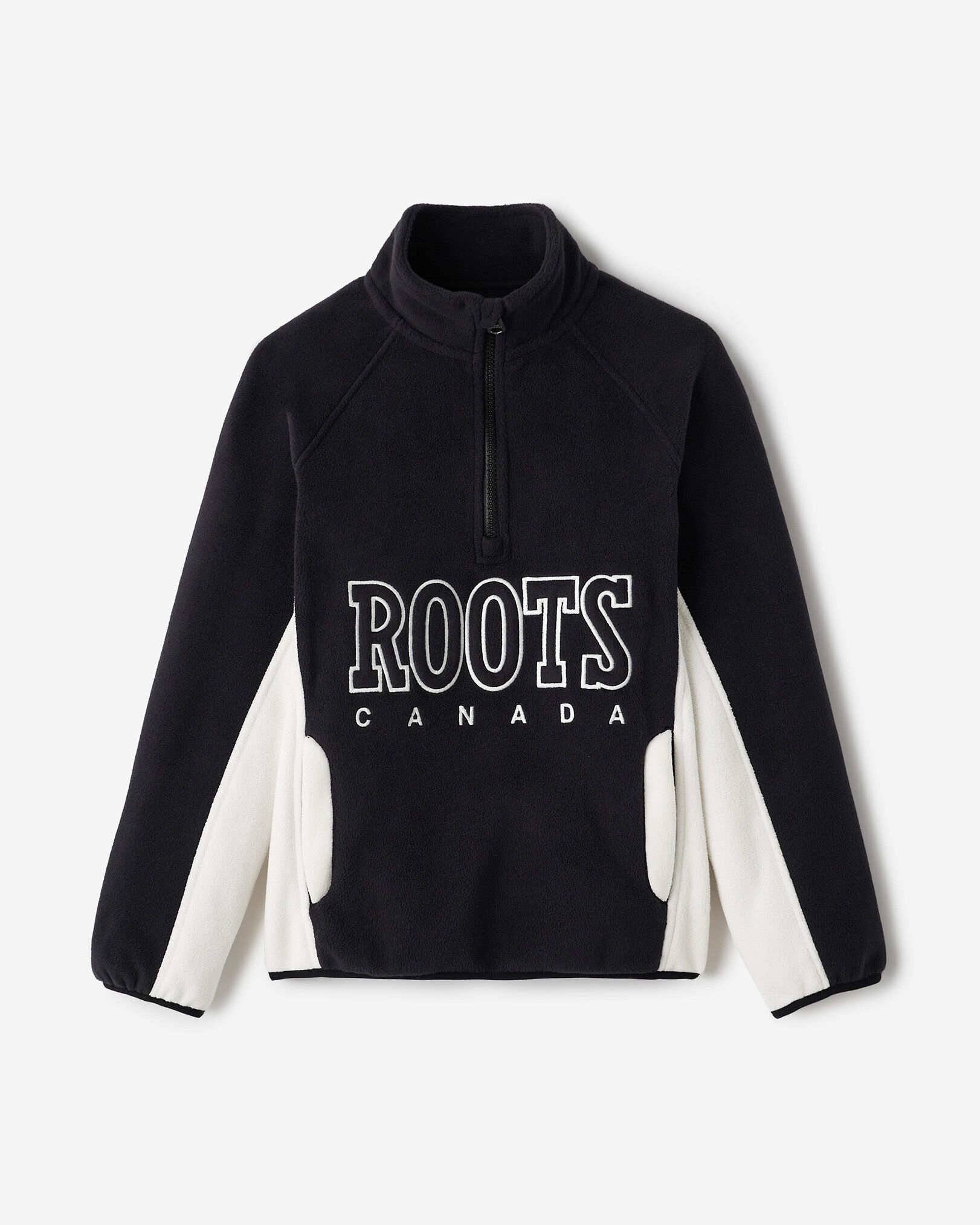 Roots Kids Retro Microfleece Half Zip Stein Jacket in Black