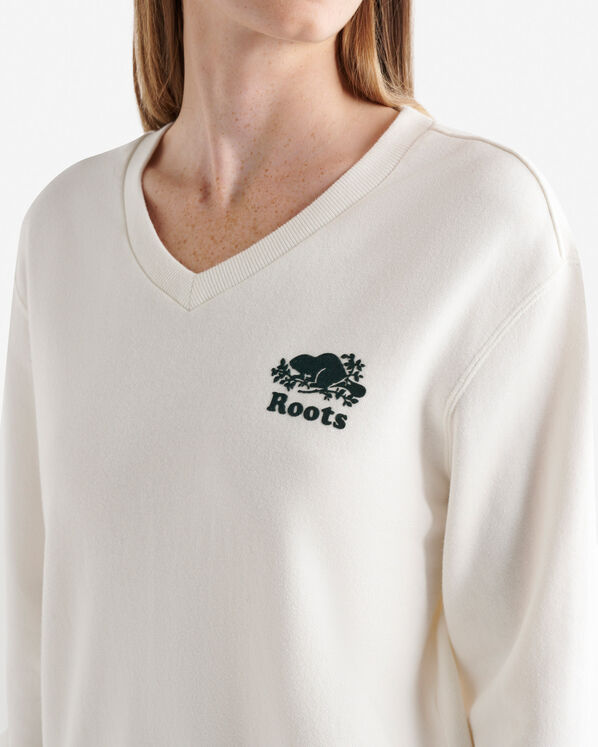 Chandail col en V en molleton de coton bio Cooper