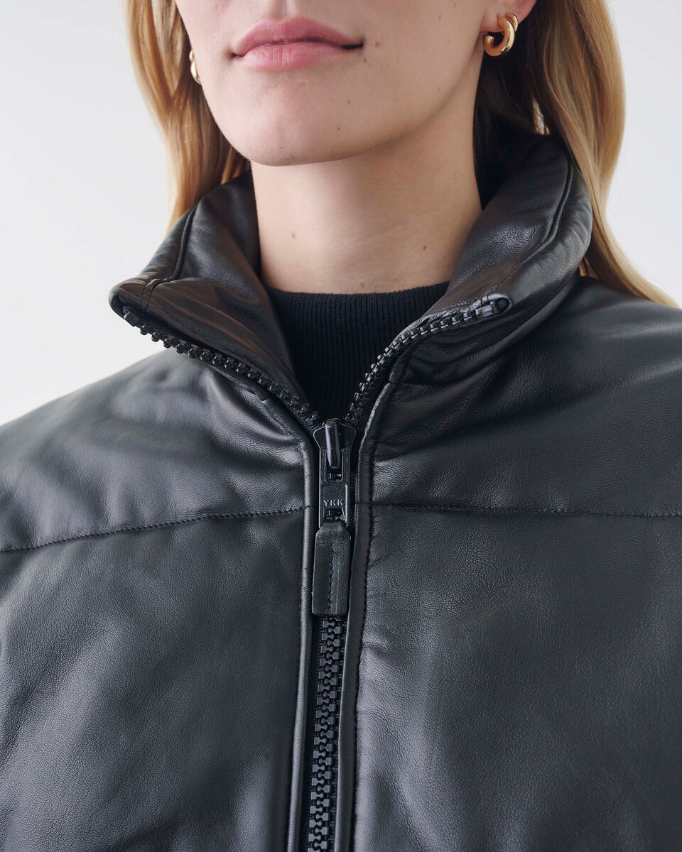 Cropped Leather Puffer Vegetal