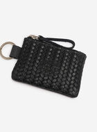 Pochette &agrave; glissi&egrave;re en cuir tiss&eacute;