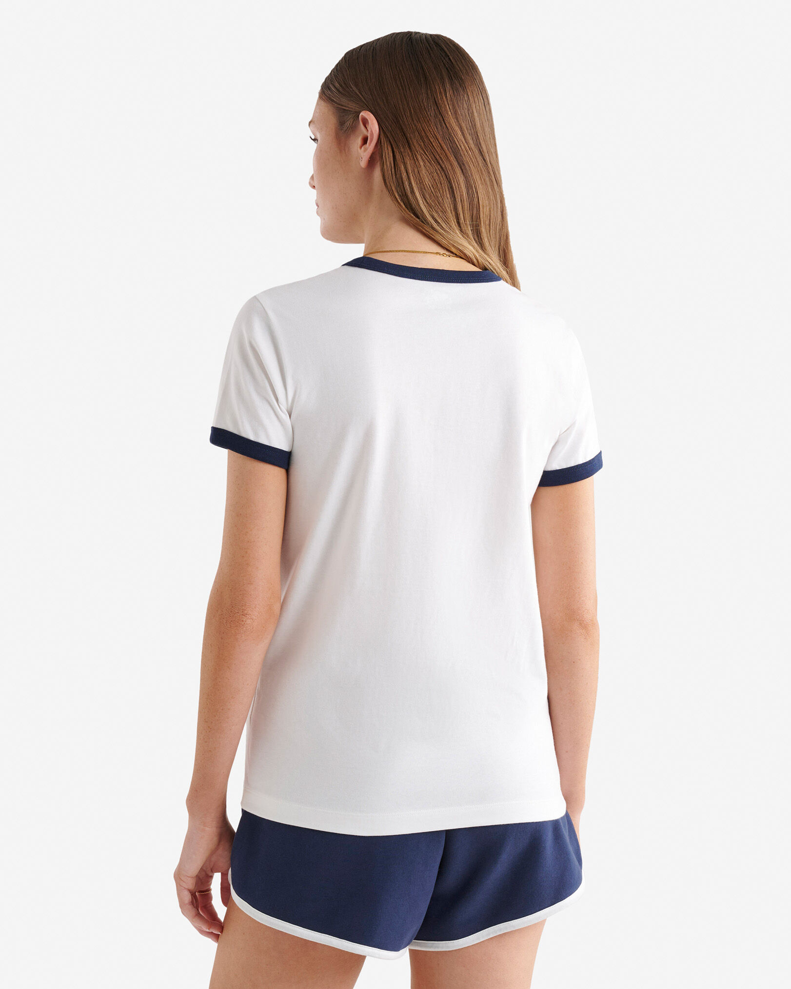 T-shirt classique à bordures contrastantes pour femme
