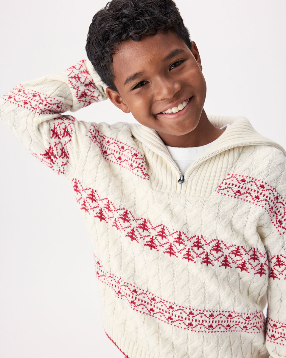 Kids Cabin Striped Quarter Zip Sweater