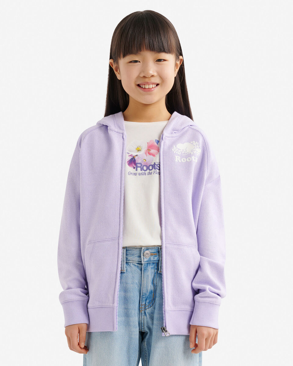 Chandail original &agrave; capuchon et glissi&egrave;re en jersey bouclette de coton bio pour enfants