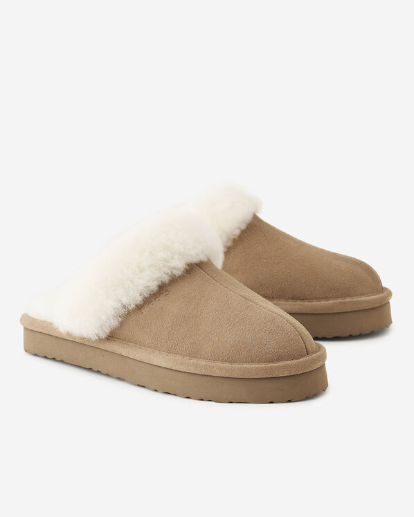 Womens Shearling Platform Slipper