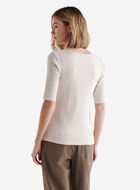 T-shirt à encolure carrée, manches courtes et motif ajouré 