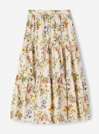 Floral Tiered Poplin Skirt