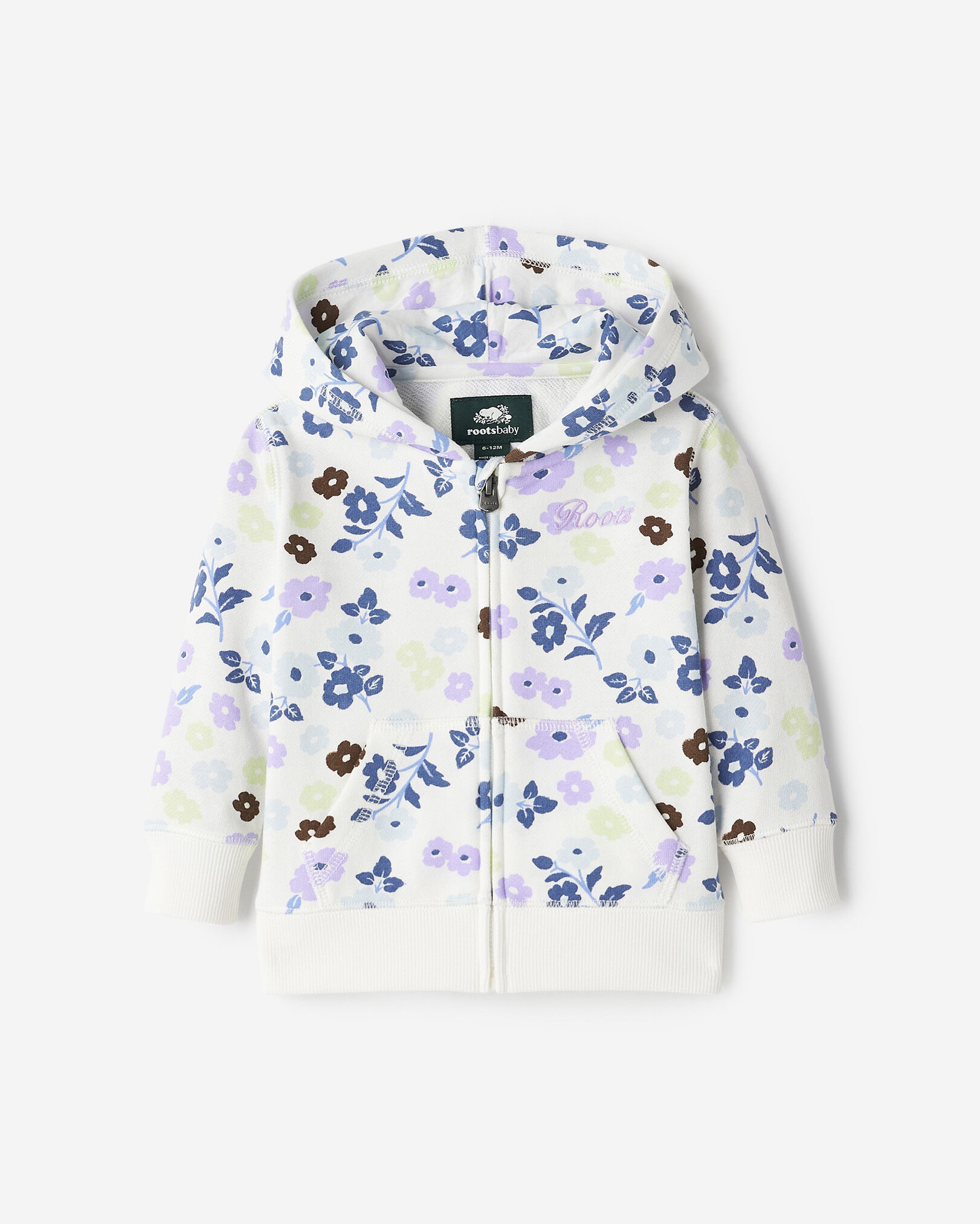 Chandail à capuchon et glissière motif floral pour bébé