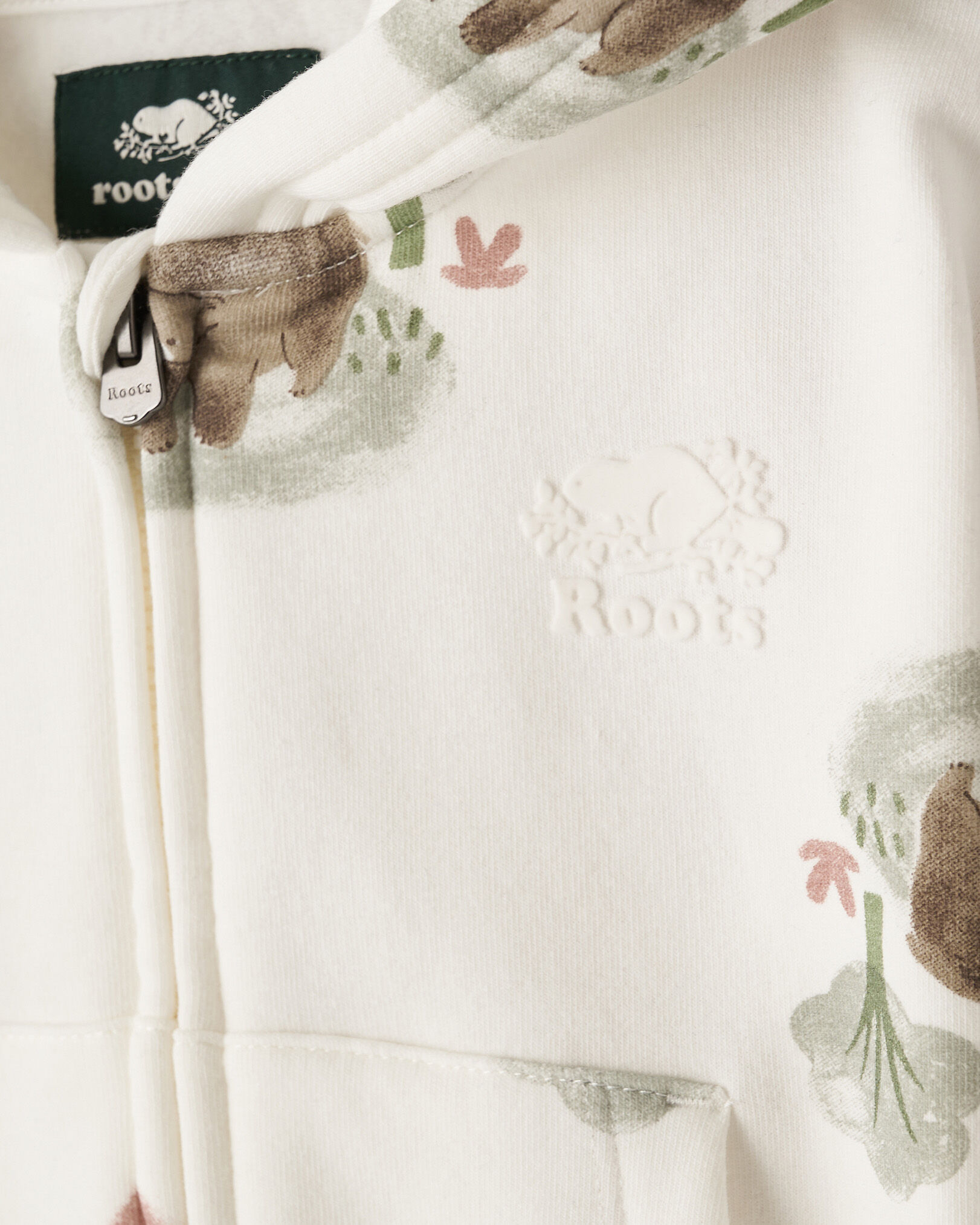 Chandail ourson douillet à capuchon et glissière pour bébés