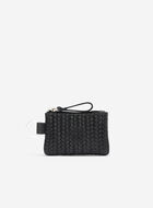 Pochette &agrave; glissi&egrave;re en cuir tiss&eacute;