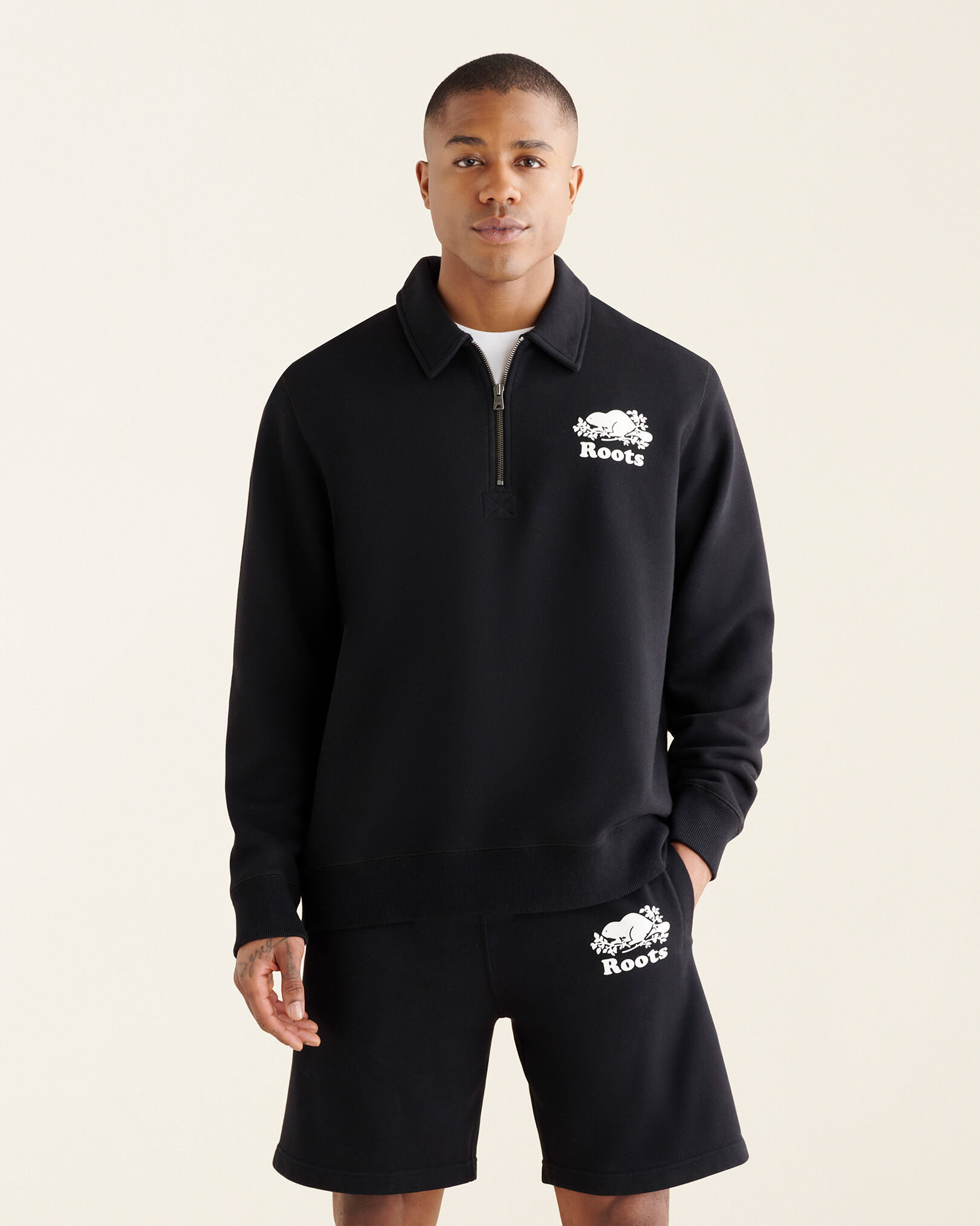 Black online zip polo