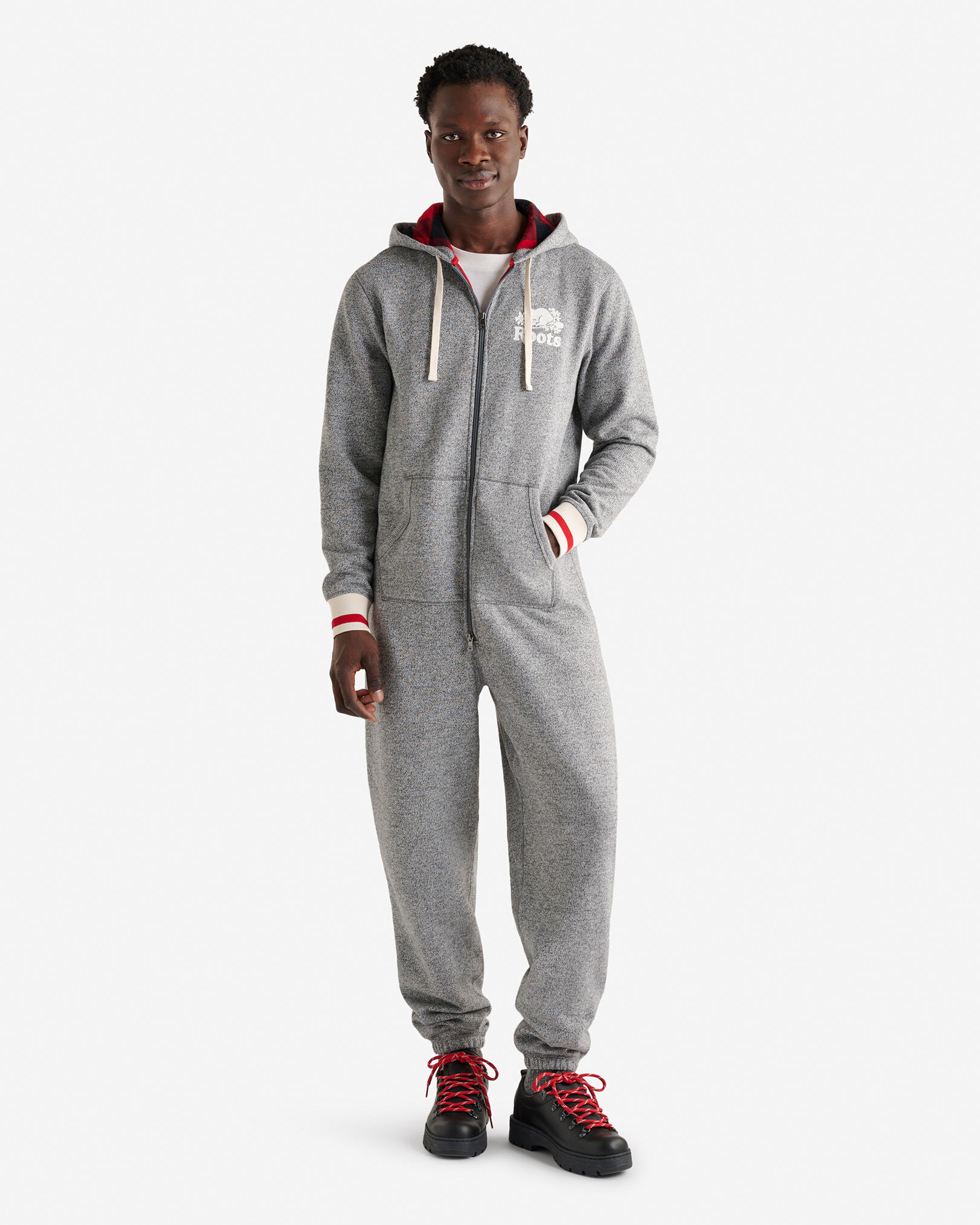 Roots Men s Cabin Onesie in Salt Pepper