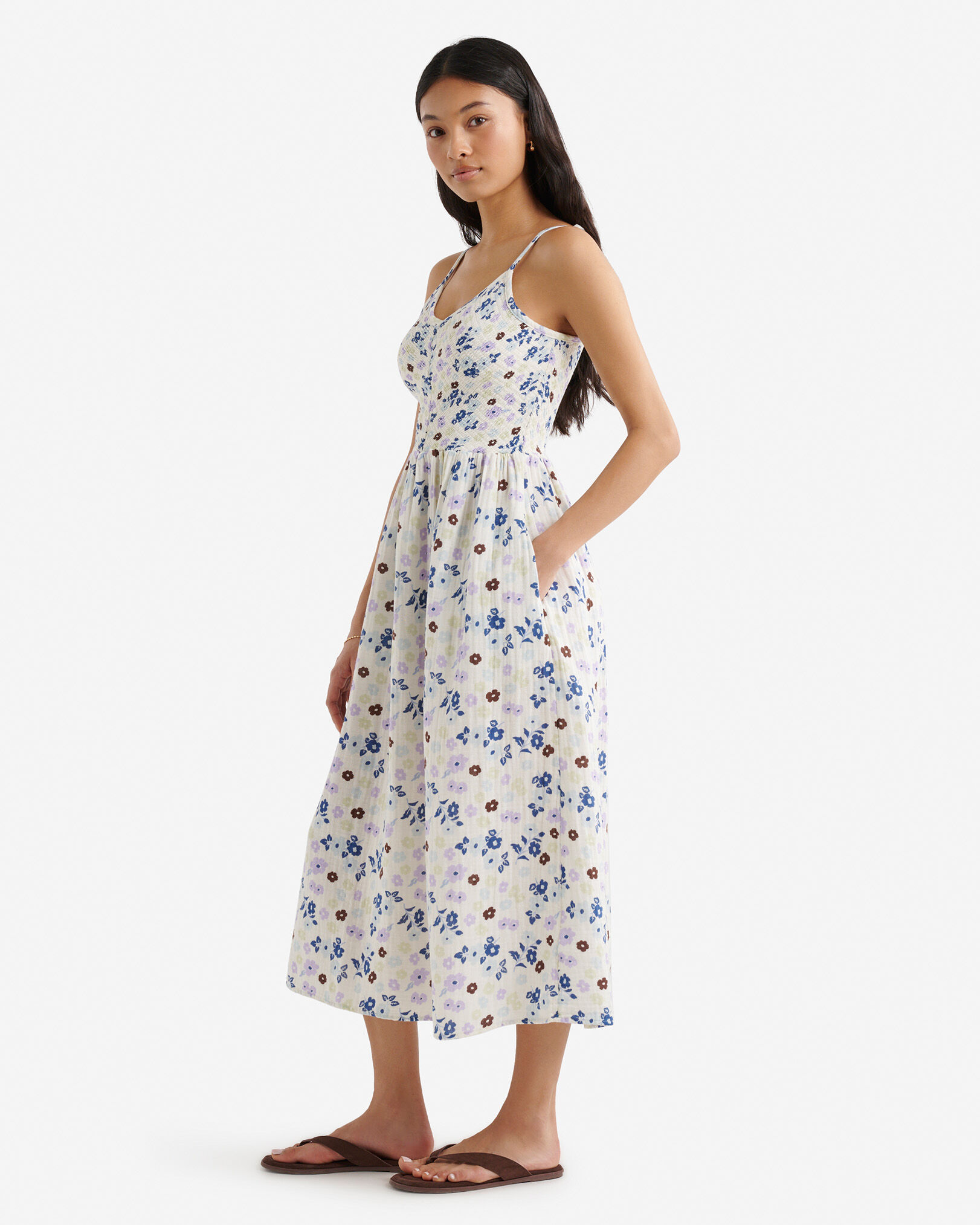 Robe nid-d’abeilles en gaze de coton Isla