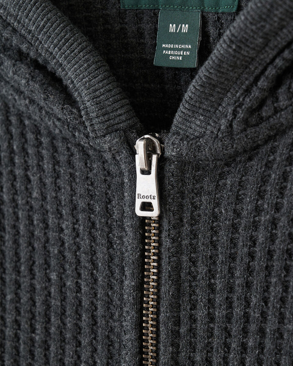 Stretch Waffle Long Sleeve Zip Hoodie