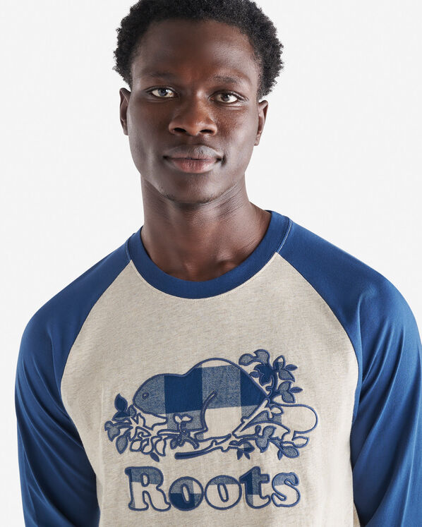 T-shirt &agrave; carreaux et manches longues raglan Cooper pour hommes