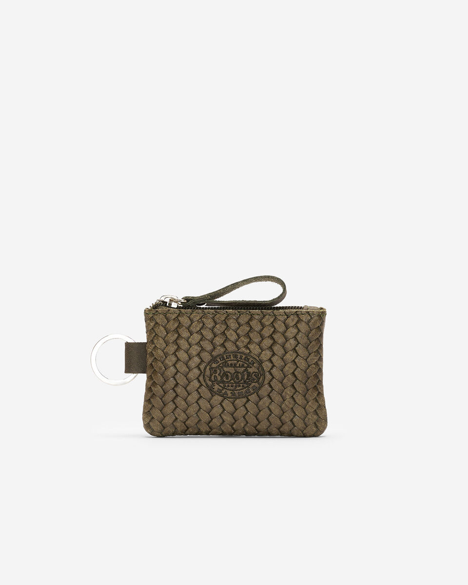 Pochette &agrave; glissi&egrave;re en cuir tiss&eacute;