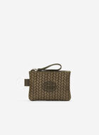 Pochette &agrave; glissi&egrave;re en cuir tiss&eacute;