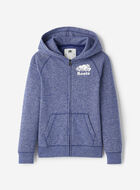 Chandail original &agrave; capuchon et glissi&egrave;re en jersey bouclette de coton bio pour enfants