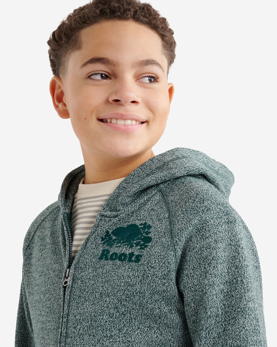 Chandail original &agrave; capuchon et glissi&egrave;re en jersey bouclette de coton bio pour enfants