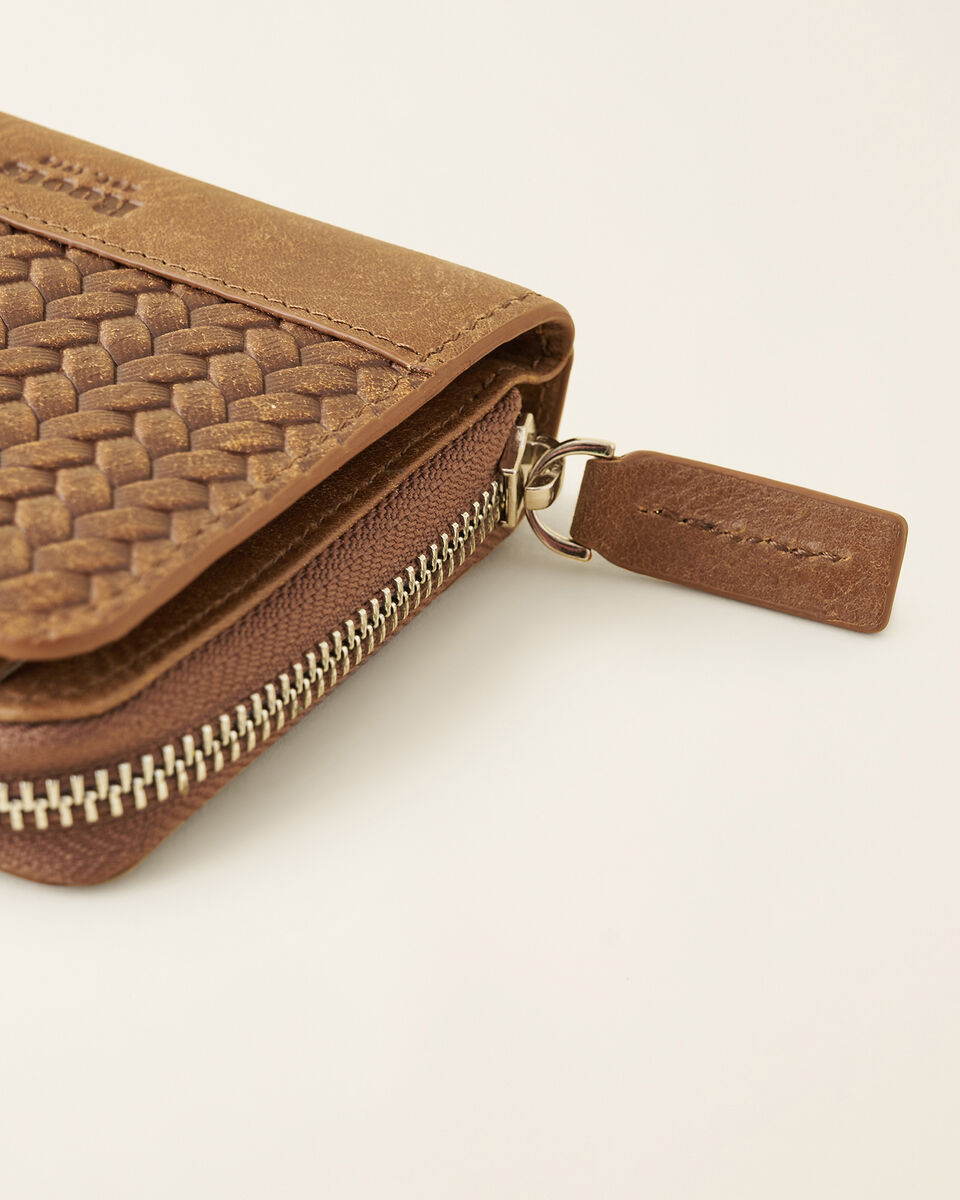 Roots Small Zip Around Clutch Woven. 4