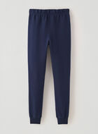 Pantalon ajusté à cheville côtelée en molleton de coton bio pour fille
