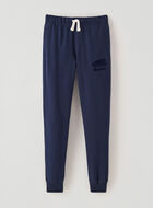 Pantalon ajusté à cheville côtelée en molleton de coton bio pour fille