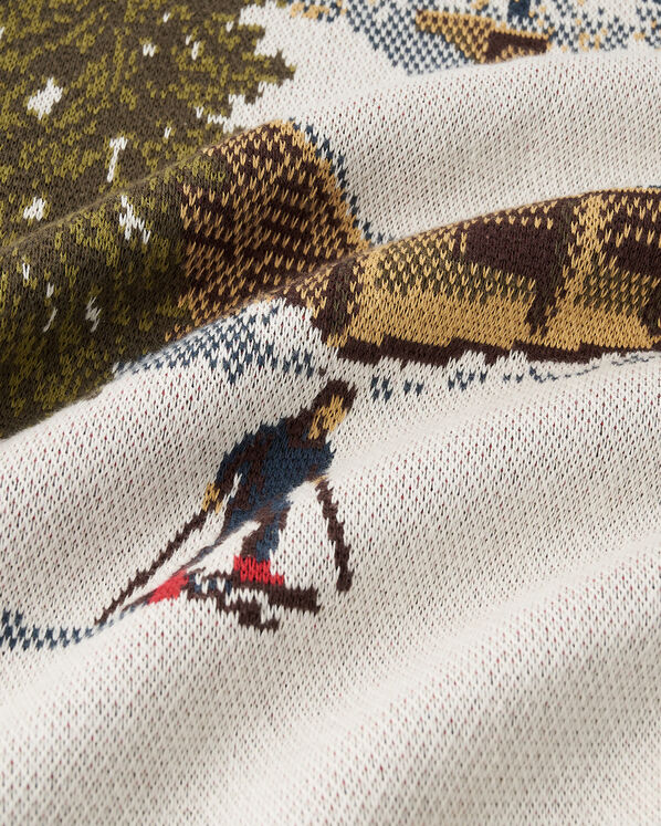 Chandail &agrave; col rond Paysage &agrave; motif intarsia