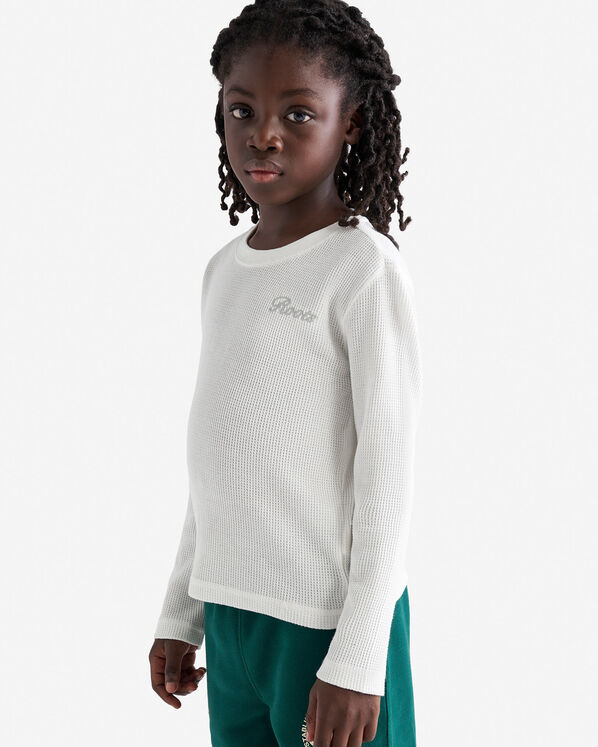 Kids Roots Signature Waffle T-Shirt - Egret