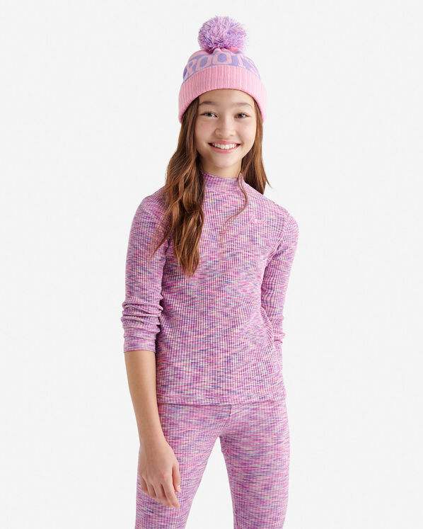 Girls Space Dye Mock Neck Top - Pink Multi